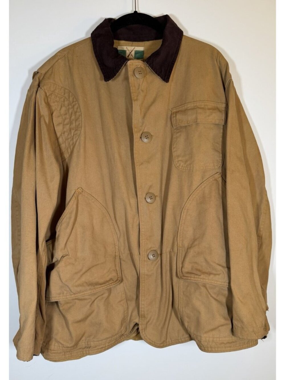 Vintage 80s Game Winner barn chorewear workwear beige jacket corduroy collar XL
